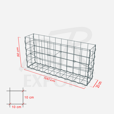 Gabiónový kôš 100 x 20 x 50 cm 