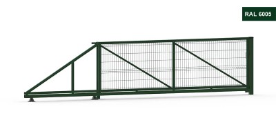 Posuvná brána s 3D výplňou, pozinkovaná, výška 120 cm, zelená